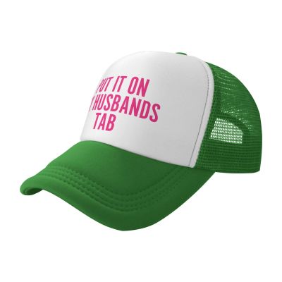 Put It On My Husbands Tab Trucker Hat Pink Father's Day Valentine's Day Mesh Hat Black Men Women Baseball Cap