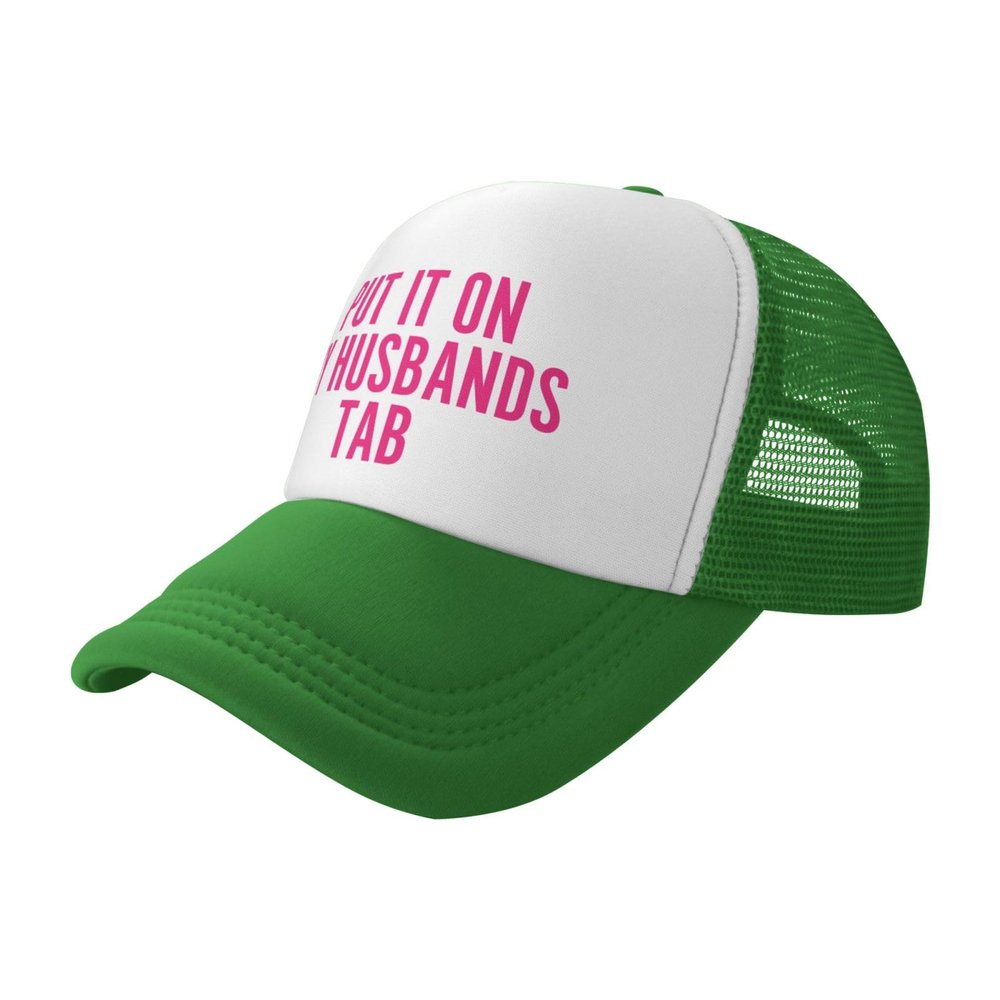Put It On My Husbands Tab Trucker Hat Pink Father's Day Valentine's Day Mesh Hat Black Men Women Baseball Cap
