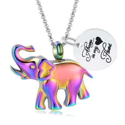AIWENXI Urn Necklace for Ashes Elephant Cremation Jewelry for Human Pet Ashes Keepsake Memorial Urn Pendant Locket for Women Men