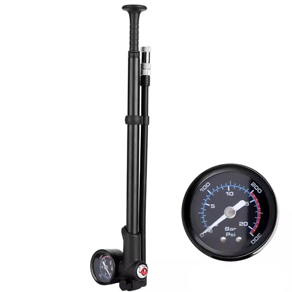 beisup Bike Pump for Mountain Bike, Road Bike, E-Bike, Motorcycles - Portable Bicycle Tire Pump - High Pressure 300 Psi Air Pump with Gauge Fits Schrader & Presta valves