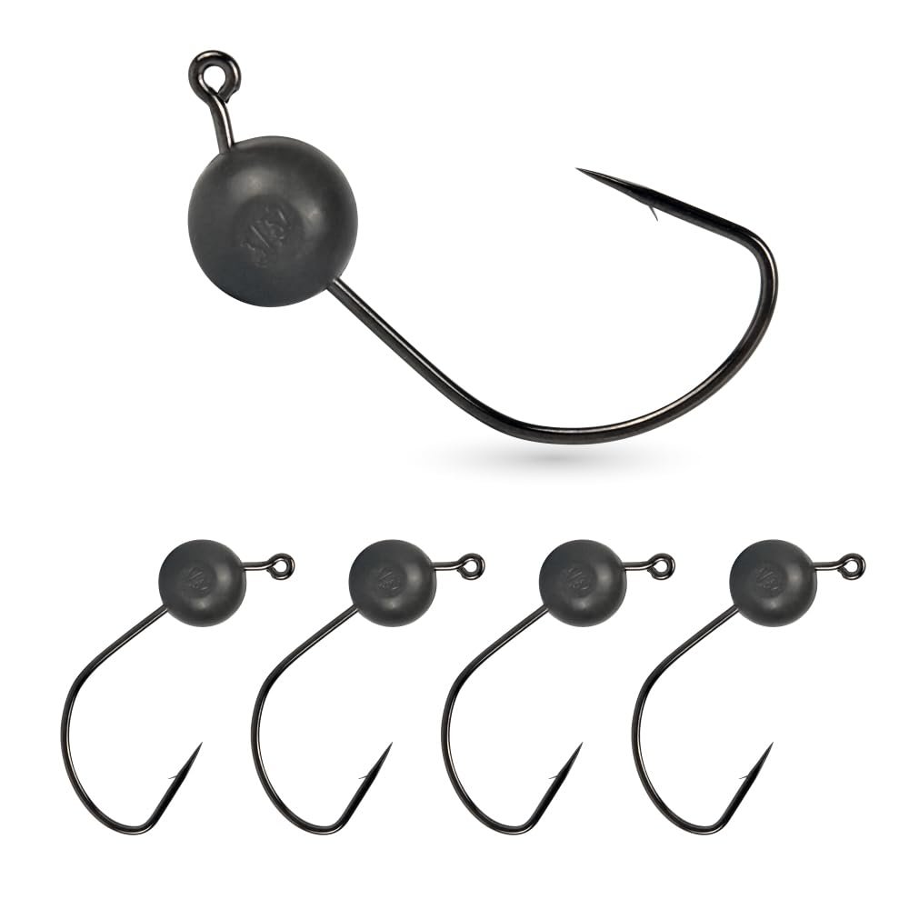 MUUNN 5Pcs Tungsten Wacky Jig Heads, Wacky Rig Hook Jig Head Finesse Jig for Soft Plastics/Wacky Worms Bass Fishing3/64oz,#1/0 Hook