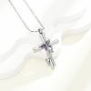 AIWENXI Butterfly Cross Urn Necklace for Ashes Birthstone Cremation Jewelry for Men Women Ashes Pendant Keepsake Memorial Ash Jewelry view 4