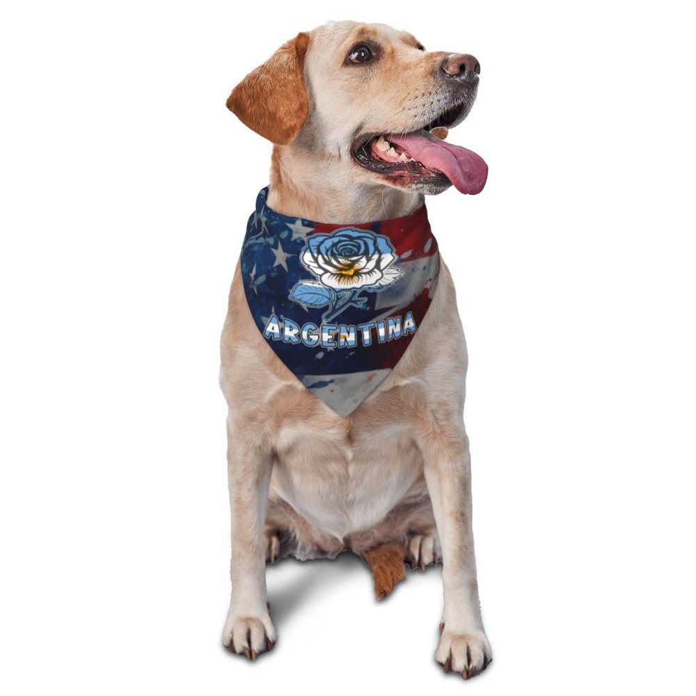 Argentina Argentine Flag Rose Flower Dog Scarf Pet Bandana Cat Pet Bibs
