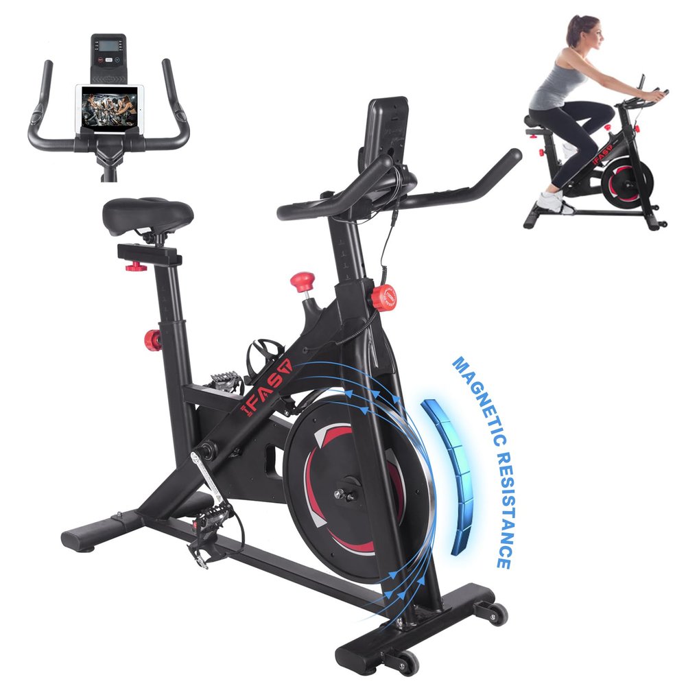 IFAST Stationary Bikes for Home Indoor Exercise Bike with LCD Monitor and Comfortable Seat Cushion for Home Gym Cardio Fitness TrainingBlack