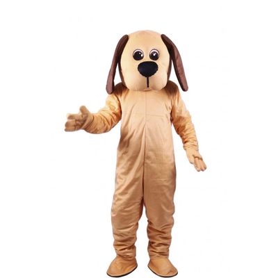 Tan Dog Mascot Costume Adult Size for Men & Women with Built-in Fan Inside the Head