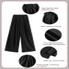Rolanko Girls Wide Leg Pants Flowy Paperbag Summer Palazzo Trousers with Pockets Kids Linen Pants (Black, 10-12) view 4