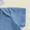 Twopumpkin Newborn Baby Boy Clothes Outfits Short Sleeve Romper Bodysuit Cotton Pants and Hat Coming Home Outfit (Embroidered Hi I'm New Here Blue Gray,0-3 Months) view 4