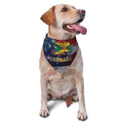 Grenada Grenadian Flag Rose Flower Dog Scarf Pet Bandana Cat Pet Bibs