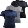 NELEUS Women's 3 Pack Athletic Running Shirt Workout Compression Shirts for Yoga Gym,8017,Black/Grey/Navy Blue,L view 1