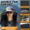 Ayyufe Wide Brim Solar Fan Outdoor Fishing Hat Hats for Men Women & USB Charging,Upf50+ (US, Alpha, One Size, Two Fans -C) view 3