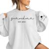 ROSSOSSOR Custom Mama Grandma Sweatshirt with Kids Names on Sleeve for Women Personalized Mom Shirts EST 2024 Mothers Day view 1