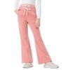 Rolanko Girls Flare Wide Leg Sweatpants Elastic Waist Bell Bottoms Pants for Kids Sweats with Pockets (Pink, 12-14) view 1