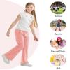 Rolanko Girls Flare Wide Leg Sweatpants Elastic Waist Bell Bottoms Pants for Kids Sweats with Pockets (Pink, 12-14) view 4