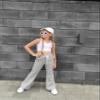 Rolanko Girls Flare Wide Leg Sweatpants Elastic Waist Bell Bottoms Pants for Kids Sweats with Pockets (Grey, 10-12) view 2