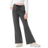 Rolanko Girls Flare Wide Leg Sweatpants Elastic Waist Bell Bottoms Pants for Kids Sweats with Pockets (Darkgrey, 14-16) view 1