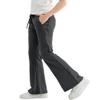 Rolanko Girls Flare Wide Leg Sweatpants Elastic Waist Bell Bottoms Pants for Kids Sweats with Pockets (Darkgrey, 14-16) view 2