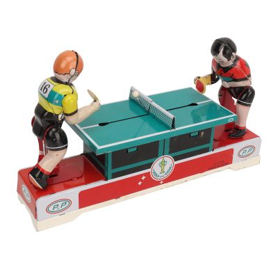 Tinplate Table Tennis Player Toy, Clockwork Tinplate Toys, Ornament Wind-Up Metal Toy for Home Decor & Collections