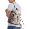 Dwrepo Cute Maltese Puppy Drawstring Bags for Women Men Travel Backpack Gym Bag Waterproof Draw String Back Bag, Small view 3