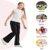 Rolanko Girls Flare Wide Leg Sweatpants Elastic Waist Bell Bottoms Pants for Kids Sweats with Pockets (Black, 14-16) view 4