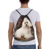 Dwrepo French Poodle Drawstring Bags for Women Men Travel Backpack Gym Bag Waterproof Draw String Back Bag, Small view 2