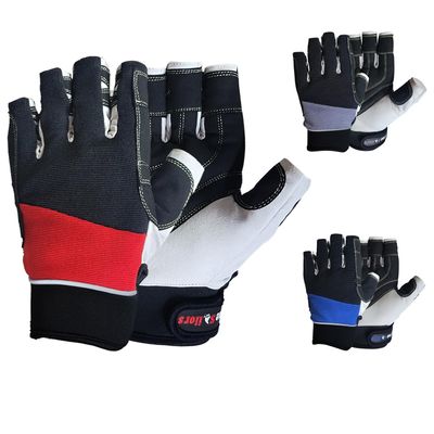 MRX Sailing Gloves for Men & Women - Fishing, Kayak, Rowing, Water Ski, Canoe Paddle Gear - Short Finger Gloves (Black/Red, X-Small)