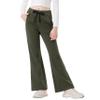 Rolanko Girls Flare Wide Leg Sweatpants Elastic Waist Bell Bottoms Pants for Kids Sweats with Pockets (Green, 14-16) view 1