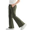 Rolanko Girls Flare Wide Leg Sweatpants Elastic Waist Bell Bottoms Pants for Kids Sweats with Pockets (Green, 14-16) view 2