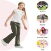 Rolanko Girls Flare Wide Leg Sweatpants Elastic Waist Bell Bottoms Pants for Kids Sweats with Pockets (Green, 14-16) view 4