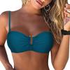 Hilor Women's Underwire Bikini Tops A-C Cup Strapless Tube Top Swimsuit Retro Push Up Supportive Bathing Suit Top Only Blue Cora 6 view 2