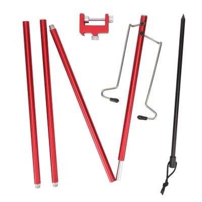 XHTLLO Lantern Stand Pole, Portable Folding Camping Lantern Stand, Lightweight Aluminum Alloy Lamp Pole Holder, Outdoor Lamp Post Hanging Light Holder Stick(Red)