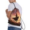 Dwrepo Cowboy West Drawstring Bags for Women Men Travel Backpack Gym Bag Waterproof Draw String Back Bag, Small view 3