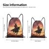Dwrepo Cowboy West Drawstring Bags for Women Men Travel Backpack Gym Bag Waterproof Draw String Back Bag, Small view 4