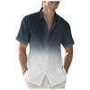 Generic Linen Shirts for Men Gradient Short Sleeve Casual Button Down Shirt Lightweight Summer Beach Regular Fit Hawaiian Shirt with Pocket, Medium, 03-navy view 1