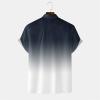 Generic Linen Shirts for Men Gradient Short Sleeve Casual Button Down Shirt Lightweight Summer Beach Regular Fit Hawaiian Shirt with Pocket, Medium, 03-navy view 4