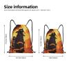 Dwrepo Firefighter Fireman Flame Drawstring Bags for Women Men Travel Backpack Gym Bag Waterproof Draw String Back Bag, Small view 4