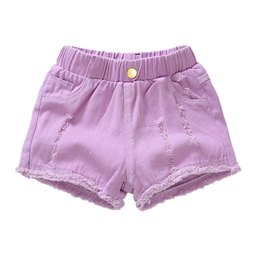 KAGAYD Stretch Ripped Denim Jean Shorts for Kids Boys Distressed Denim Washed Jean Shorts for Girls (Purple, 4-5 Years)