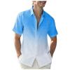 Generic Linen Shirts for Men Gradient Short Sleeve Casual Button Down Shirt Lightweight Summer Beach Regular Fit Hawaiian Shirt with Pocket, 4X-Large view 1
