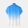 Generic Linen Shirts for Men Gradient Short Sleeve Casual Button Down Shirt Lightweight Summer Beach Regular Fit Hawaiian Shirt with Pocket, 4X-Large view 2