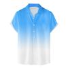Generic Linen Shirts for Men Gradient Short Sleeve Casual Button Down Shirt Lightweight Summer Beach Regular Fit Hawaiian Shirt with Pocket, 4X-Large view 3