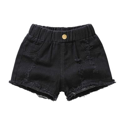 KAGAYD Stretch Ripped Denim Jean Shorts for Kids Boys Distressed Denim Washed Jean Shorts for Girls (Black, 3-4 Years)