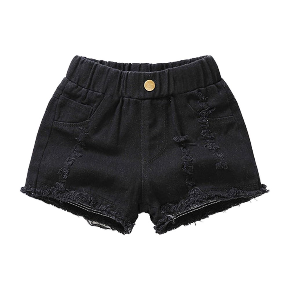 KAGAYD Stretch Ripped Denim Jean Shorts for Kids Boys Distressed Denim Washed Jean Shorts for Girls (Black, 3-4 Years)