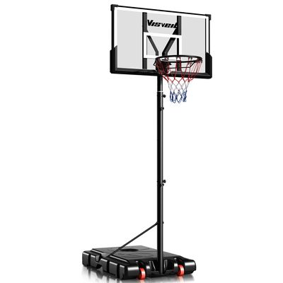 VISVEIL Basketball Hoop,Portable Basketball Hoop System for Outdoor, Adjustable Height 5.7-10ft 45in Backboard Basketball Goal for Kids Teen and Adult-Jet Black
