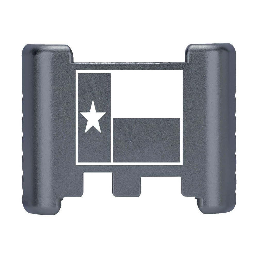 NDZ Performance Aluminum Slide Racker Back Plate for Glock 43 43X 48  Improved Slide Grip, Laser Engraved, Gray  Texas State Flag