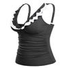 Yonique Women's Tankini Top Only Tummy Control Bathing Suit Top Ruffle Swimsuit Top V Neck Swim Tank Top No Bottom Black and White L view 3