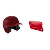 Bundle of Mizuno B6 Adult Baseball Batting Helmet, Cardinal, Small/Medium + Mizuno Batters Face Protector, Cardinal, Right Hand Batter view 1