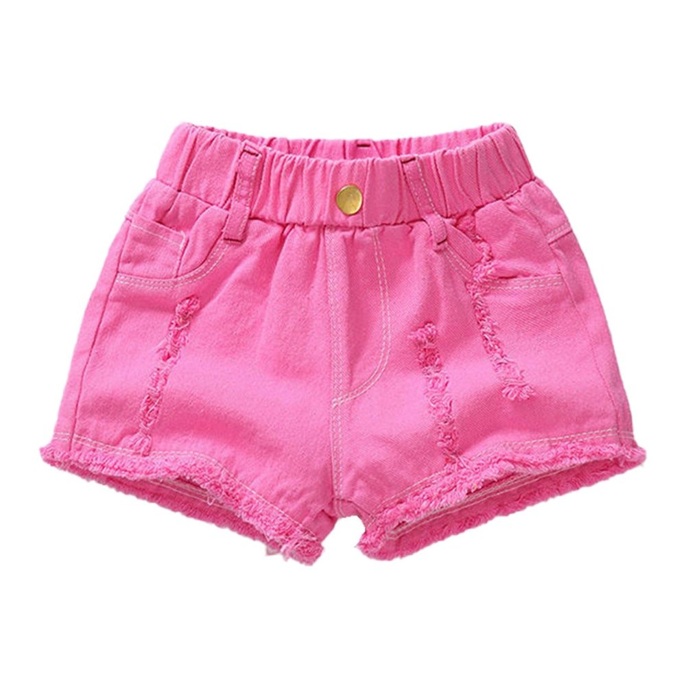 KAGAYD Stretch Ripped Denim Jean Shorts for Kids Boys Distressed Denim Washed Jean Shorts for Girls (Red, 7-8 Years)