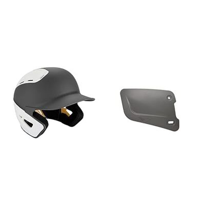 Bundle of Mizuno B6 Adult Baseball Batting Helmet, Grey-White, Small/Medium + Mizuno Batters Face Protector, Grey, Right Hand Batter