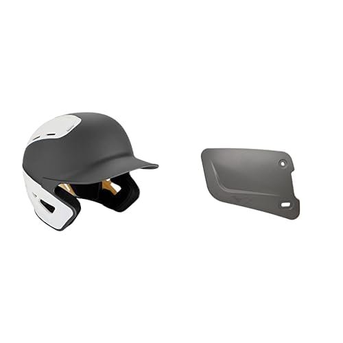 Bundle of Mizuno B6 Adult Baseball Batting Helmet, Grey-White, Small/Medium + Mizuno Batters Face Protector, Grey, Right Hand Batter