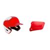 Bundle of Mizuno B6 Youth Baseball Batting Helmet, RED-White, Youth OSFM + Mizuno Batters Face Protector, Red, Left Hand Batter view 1