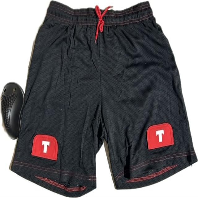NineFit Basics Boy's Loose Fit Ice Hockey Mesh Jock Shorts with Cup (Junior-M)(Sizes run big) Black, Medium